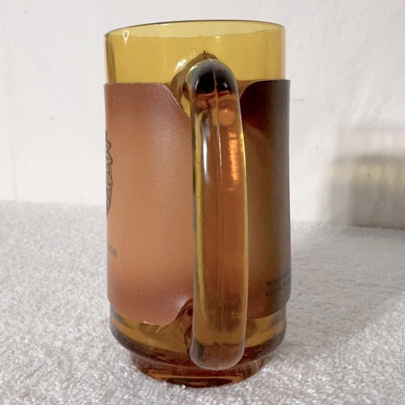 Vintage Whitehorse Yukon  Canada Amber Glass Mug With Valhyde Leather Cover - Picture 3 of 12